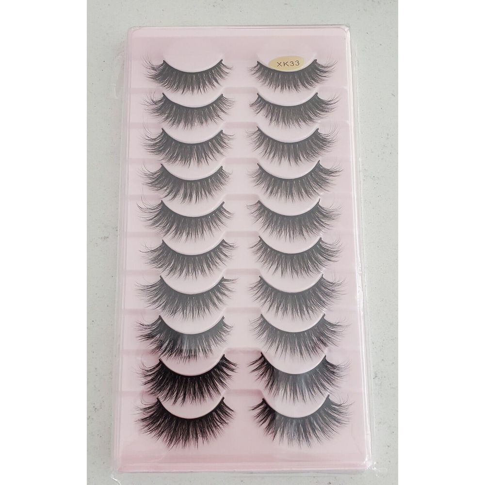 10Pairs 3D Mink False Eyelashes Wispy Cross Fluffy Natural Extension Lashes